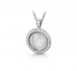 Clear Halo Round Pendant in White Gold
