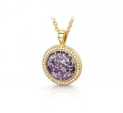 Purple Halo Round Pendant in Gold