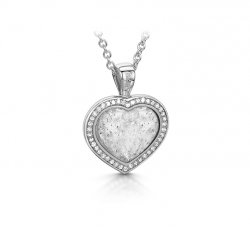 Clear Halo Heart Pendant in White Gold