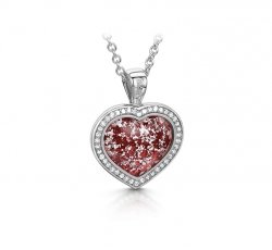 Ruby Halo Heart Pendant in White Gold