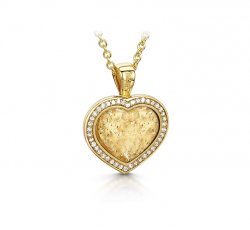 Clear Halo Heart Pendant in Gold
