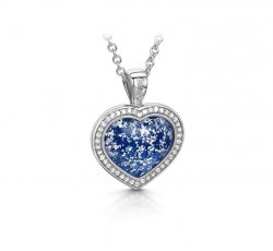 Blue Halo Heart Pendant in White Gold