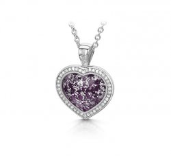 Purple Halo Heart Pendant in Silver