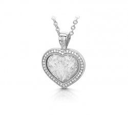 Clear Halo Heart Pendant in Silver