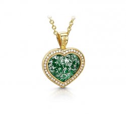 Green Halo Heart Pendant in Gold