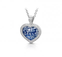 Blue Halo Heart Pendant in Silver