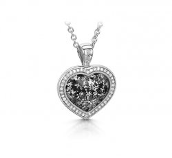 Metal Halo Heart Pendant in White Gold