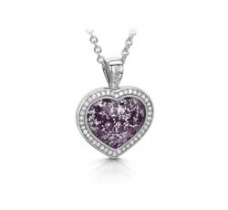 Purple Halo Heart Pendant in White Gold