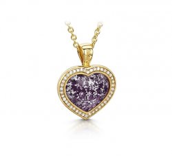 Purple Halo Heart Pendant in Gold