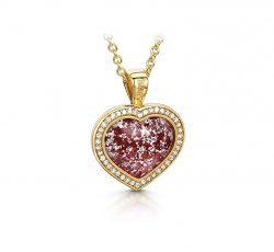 Ruby Halo Heart Pendant in Gold