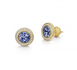 Blue Halo Earrings in Gold