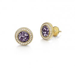 Purple Halo Earrings in Gold
