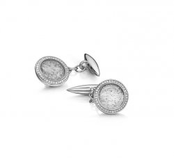 Clear Halo Cufflinks in White Gold