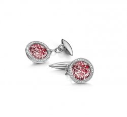 Ruby Halo Cufflinks in White Gold