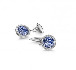 Blue Halo Cufflinks in White Gold