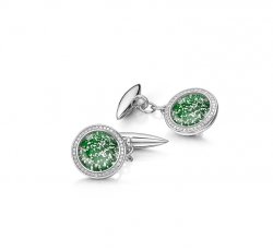 Green Halo Cufflinks in Silver