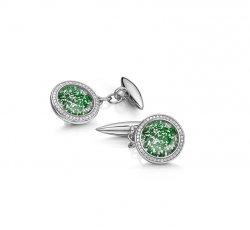 Green Halo Cufflinks in White Gold