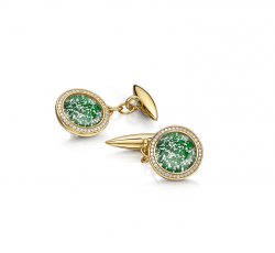 Green Halo Cufflinks in Gold