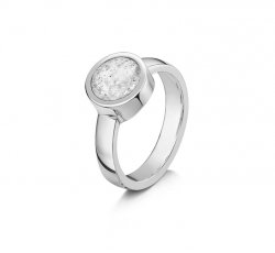 Clear Classic Tribute Ring in White Gold