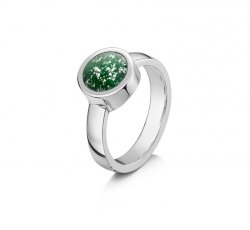 Green Classic Tribute Ring in White Gold