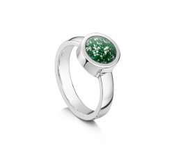 Green Classic Tribute Ring in Silver