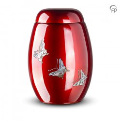 Glass Fibre Urn (Burgundy with Butterfly Design)