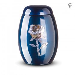 Glass Fibre Urn (Blue with Rose Design)