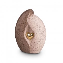 Ceramic Urn (Natural Stone with Gold Heart Motif)