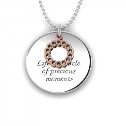 Necklace, Silver, "Circle", Rose charm