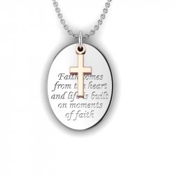 Necklace, Silver, "Faith", Rose charm