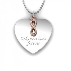 Necklace, Silver, "Forever", Rose charm