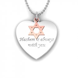 Necklace, Silver, "Hashem", Rose charm