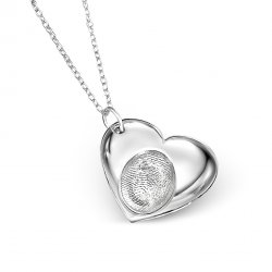 Necklace, Silver, Finger Print "Engraved Heart".