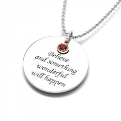 Necklace, Silver, "January Garnet". Rose Charm
