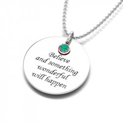 Necklace, Silver, "May Emerald", Rose charm