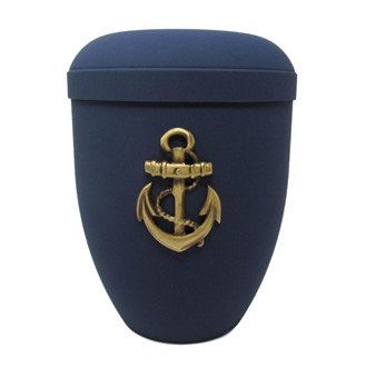 Arboform Urn (Dark Blue with Gold Anchor Motif)