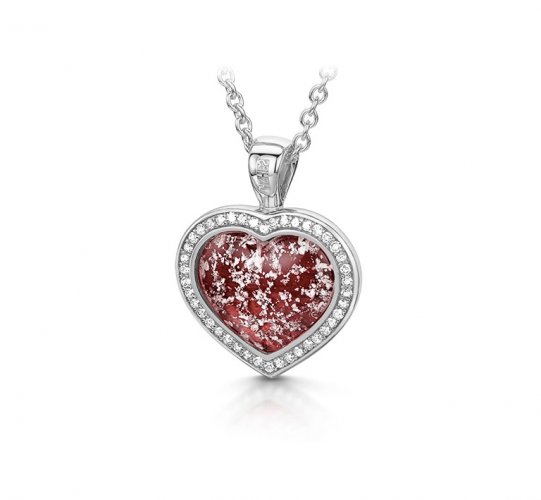 Ruby Halo Heart Pendant in Silver